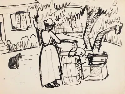 A woman washing clothes by Astrid Holm — digital art print download