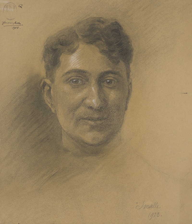 Academic expression study; head of a laughing man by Auguste Smalle, 1911-1913 — digital art print download