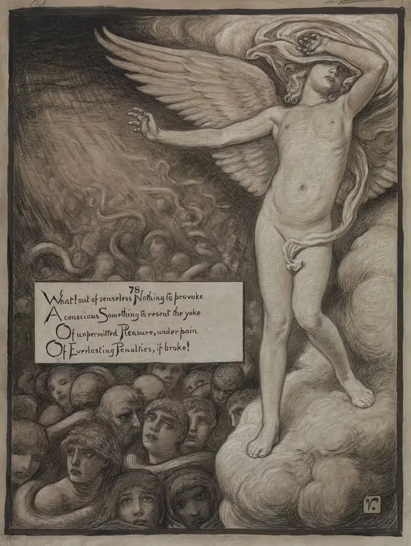 Love Shrinking Affrighted at the Sight of Hell — Elihu Vedder