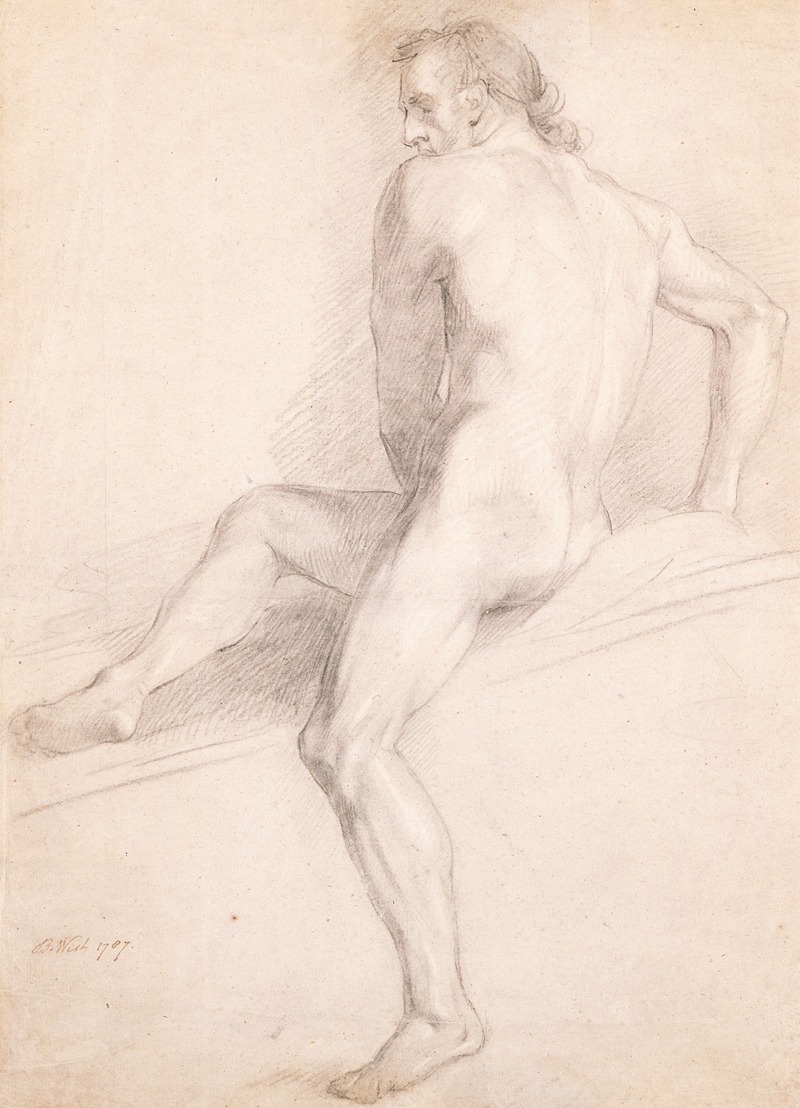 Male Nude; Academic Study by Бенджамин Уэст, 1787 — digital art print download