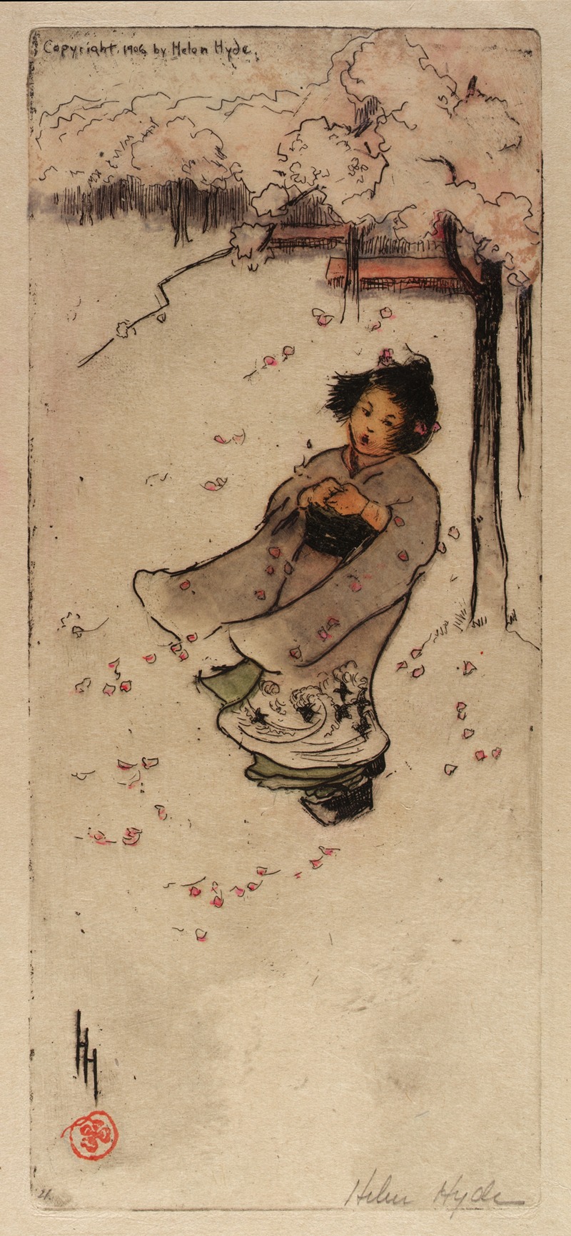 Cherry Snow by Helen Hyde, 1906 — digital art print download