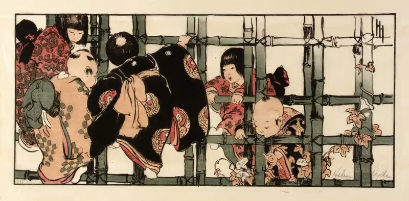 Бамбуковый забор by Хелен Хайд, 1904 — digital art print download