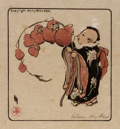 The Daruma Branch by Helen Hyde, 1910 — digital art print download