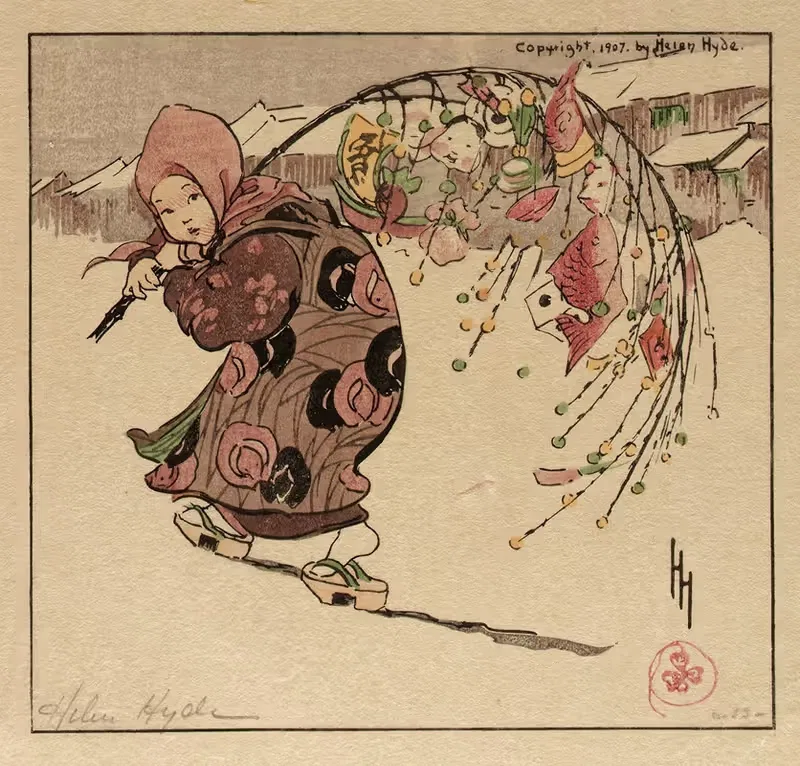 The Good Luck Branch by Helen Hyde, 1907 — digital art print download