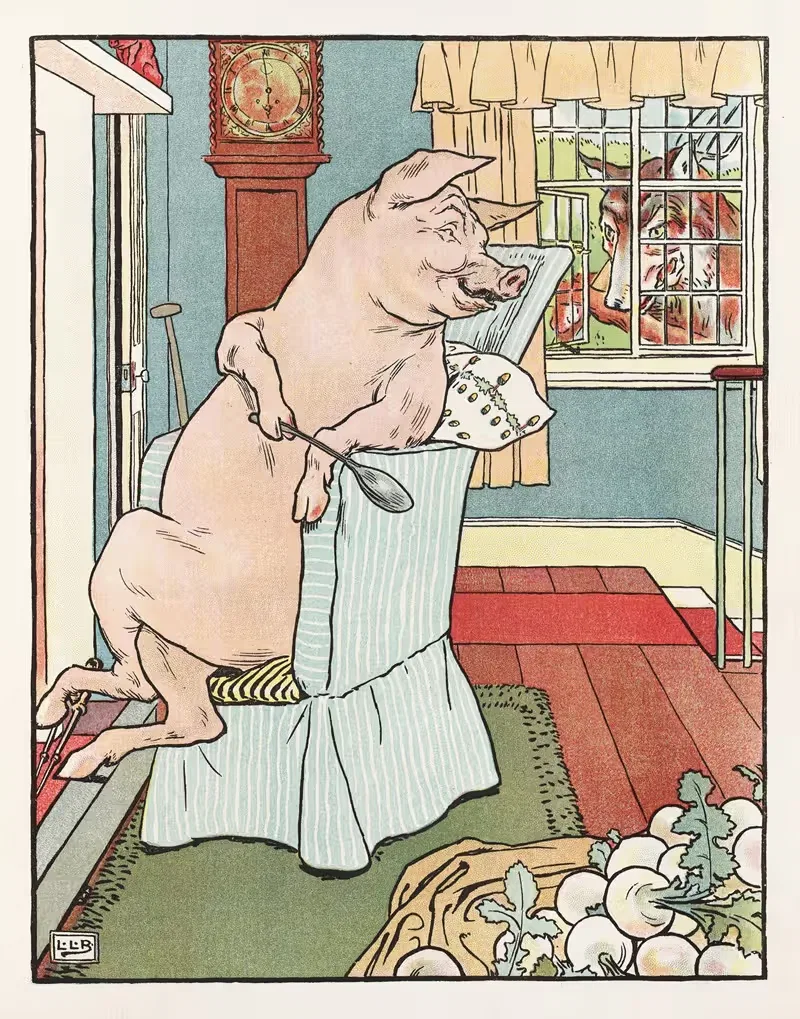 Волк смотрит в окно by Леонард Лесли Брук, 1904 — digital art print download