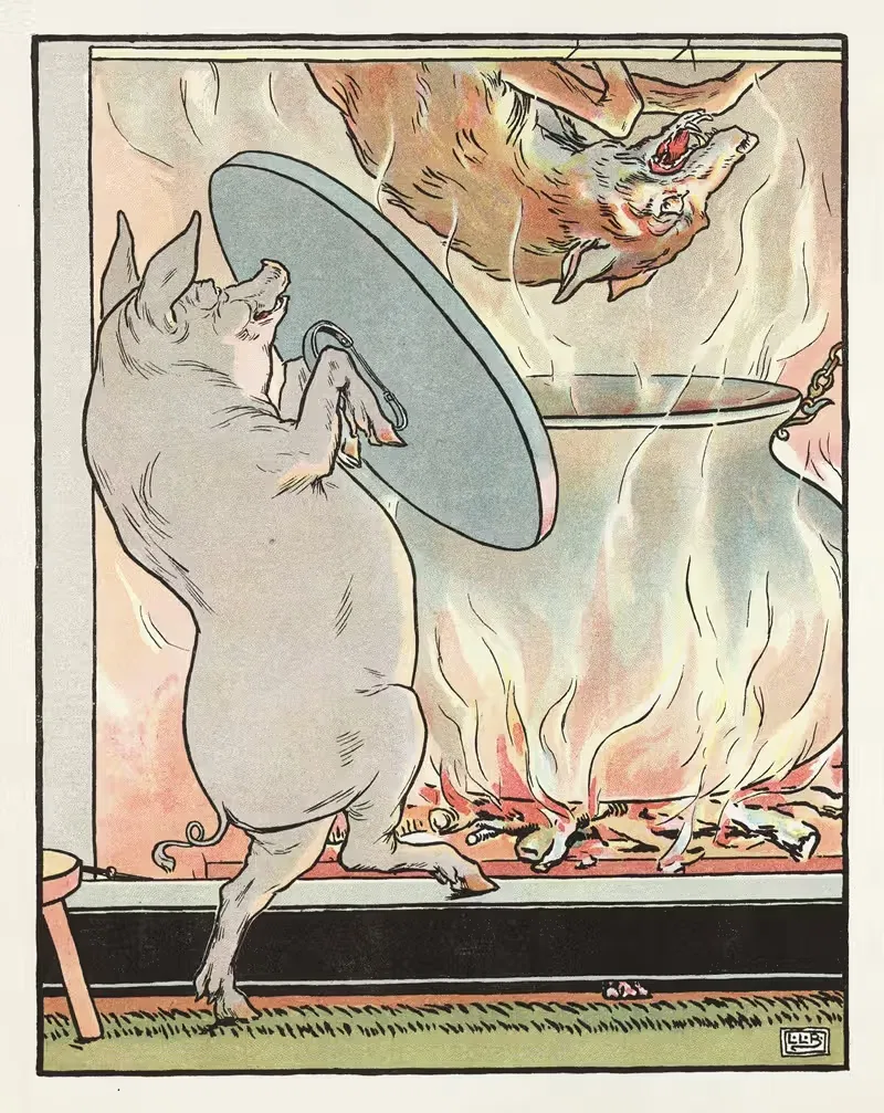 Волк падает в котел by Леонард Лесли Брук, 1904 — digital art print download