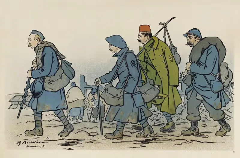 Группа солдат в марше — Адриен Баррер