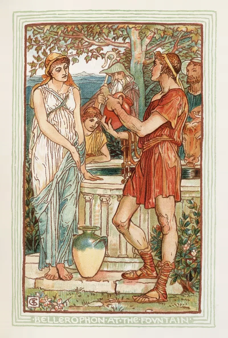 Bellerophon at the fountain — Walter Crane