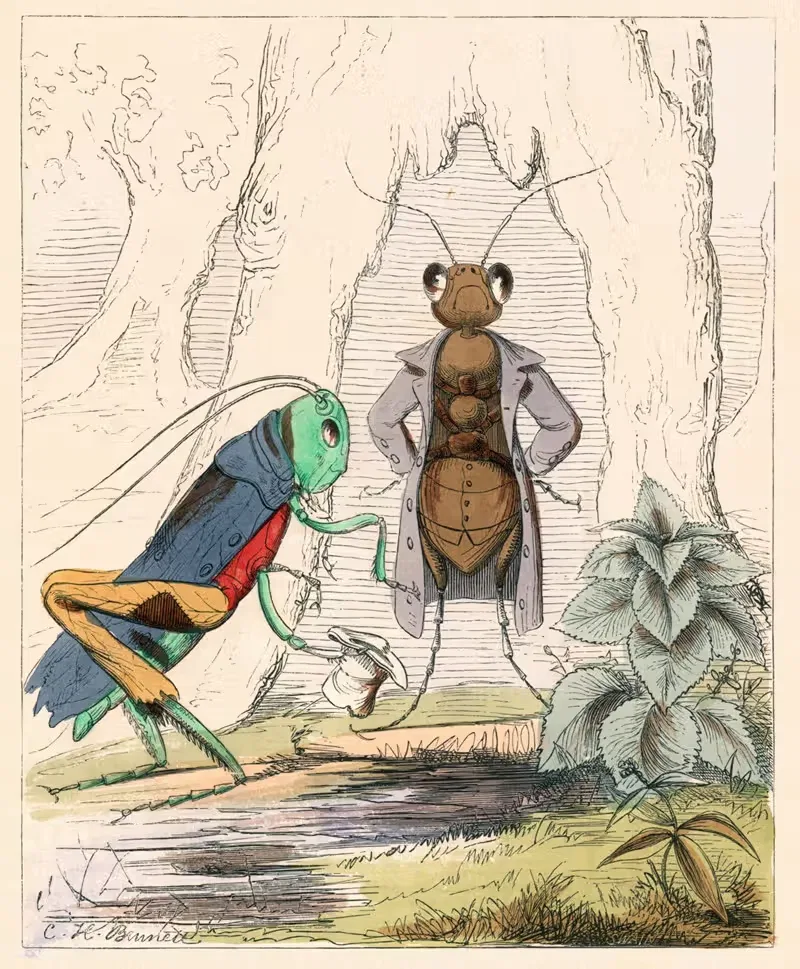 Муравей и кузнечик by Чарльз Генри Беннет, 1857 — digital art print download