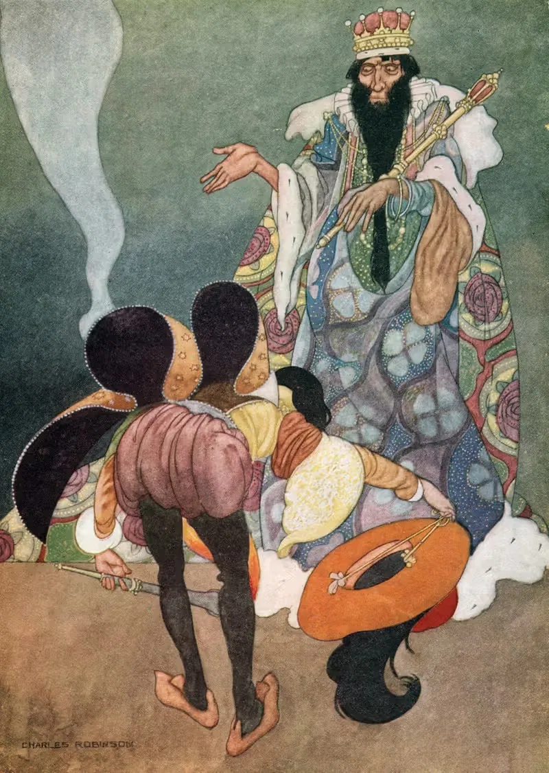 'Пусть фейерверки начнутся,' сказал король by Чарльз Робинсон, 1913 — digital art print download