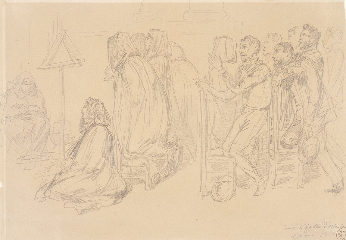 In Church, Ostend by Денис Огюст Мари Раффе, 1849 — digital art print download