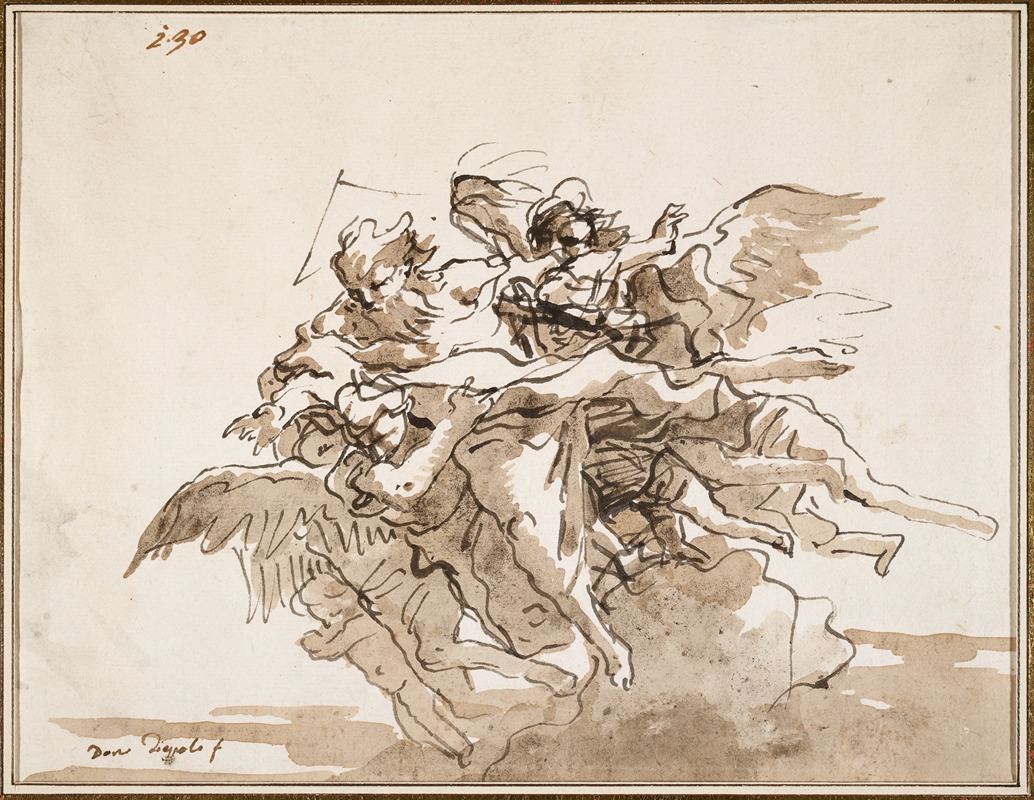 God the Father with Two Angels by Domenico Tiepolo — digital art print download