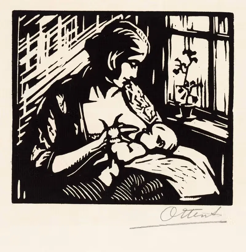 Vrouw die een kind borstvoeding geeft — Jacques Jeichienus Ottens