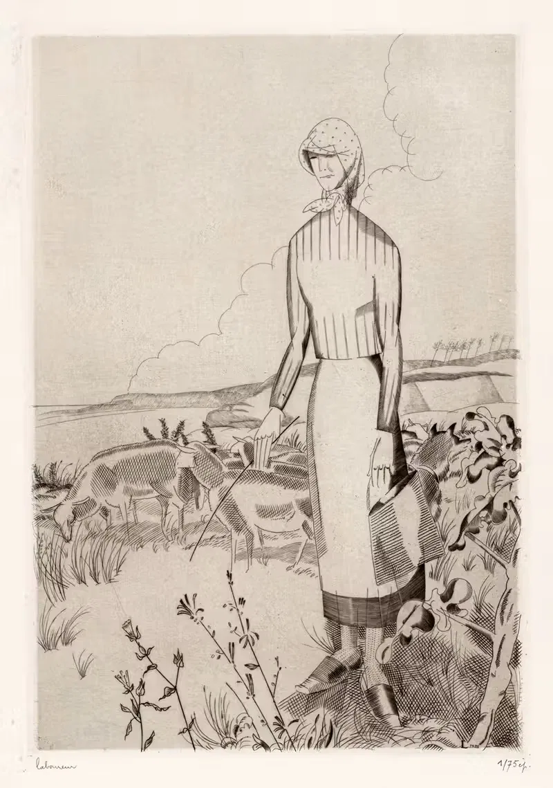 Пастушка с овцами by Жан-Эмиль Лабурёр, 1926 — digital art print download