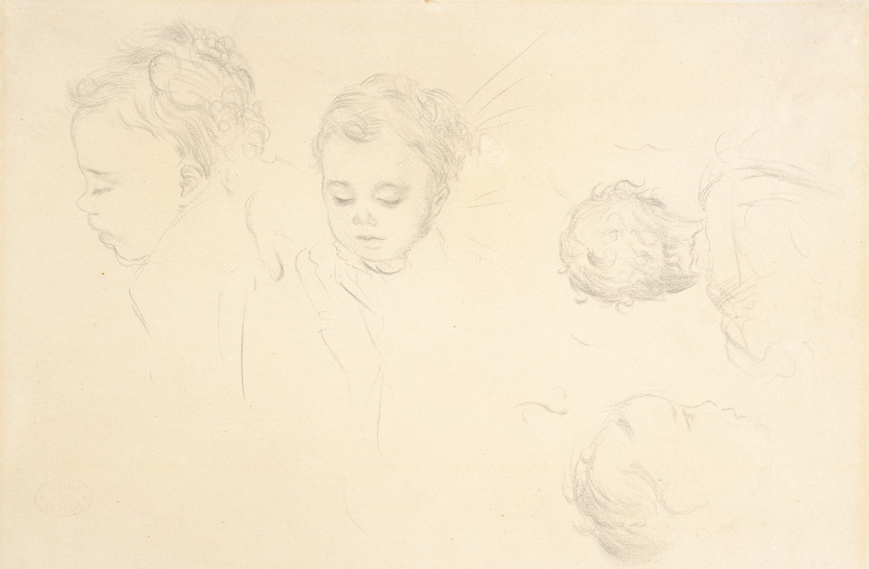Four Studies of a Baby's Head by Эдгар Дега — digital art print download