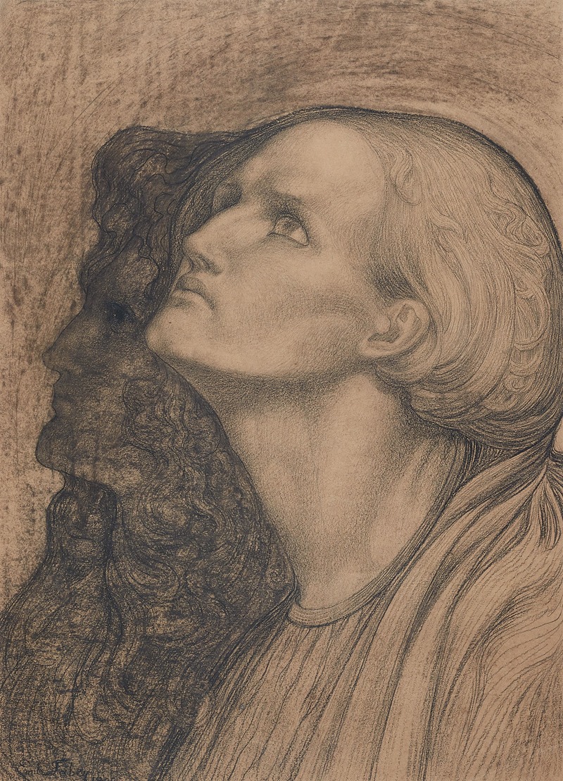 Zwei Kopfstudien im Profil by Emile Fabry, 1900 — digital art print download