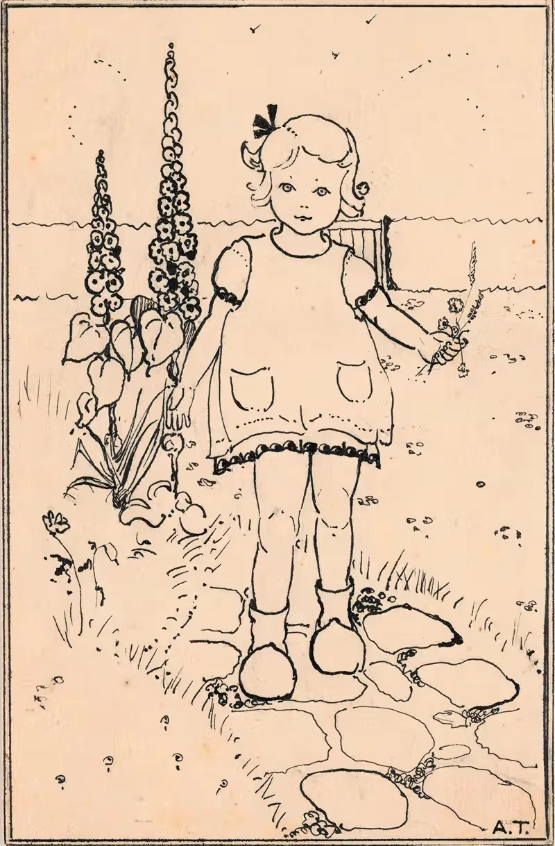 Девушка с цветами by А. Тинберген, 1925 — digital art print download