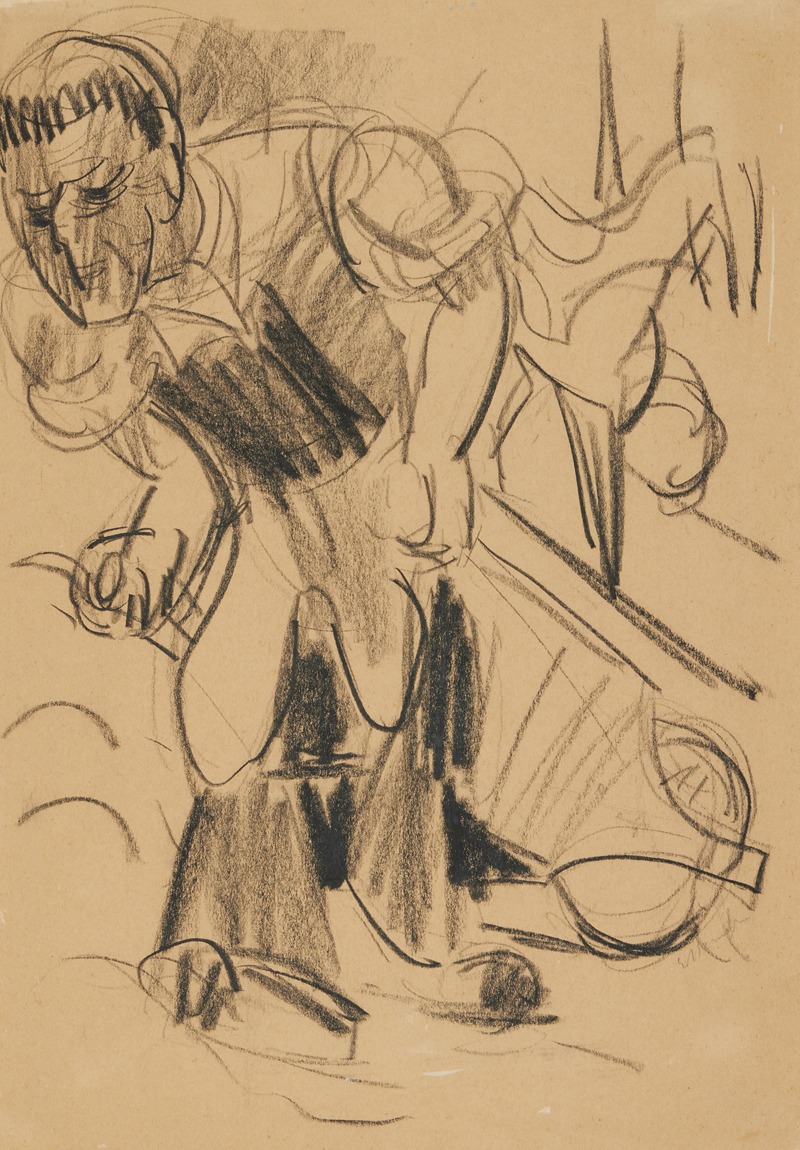 Bauer, einen Schubkarren ziehend by Эрнст Людвиг Кирхнер, 1925 — digital art print download