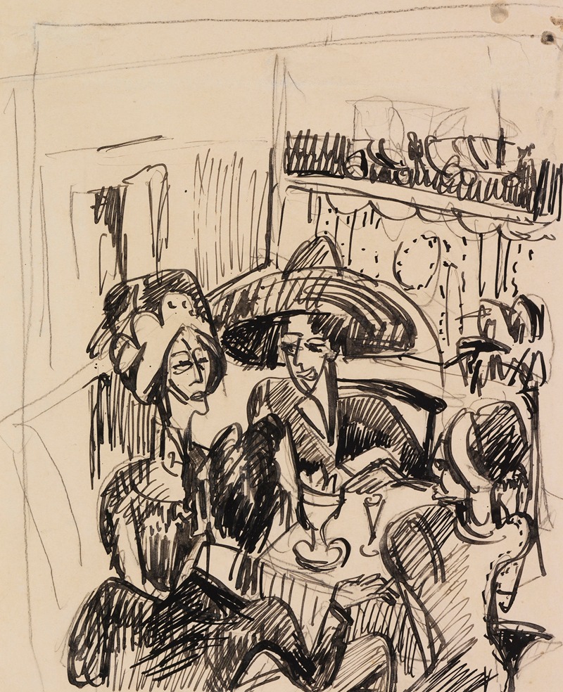 Unterhaltung im Café by Эрнст Людвиг Кирхнер, 1915 — digital art print download