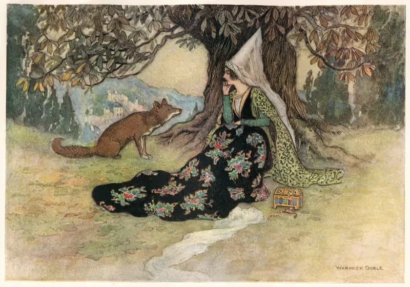 Граннония и лиса by Уорик Гобл, 1911 — digital art print download