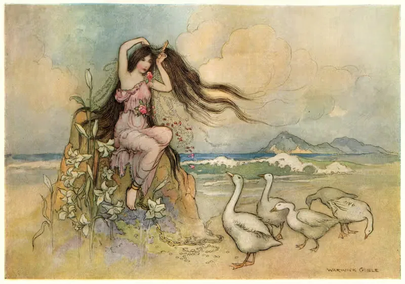 Marziella on the Sea-shore — Warwick Goble