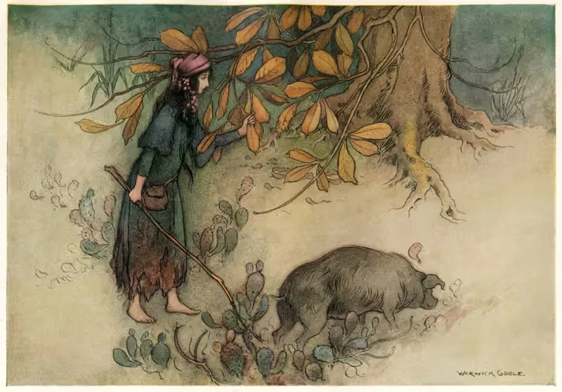 Parmetella gathering Golden Leaves — Warwick Goble
