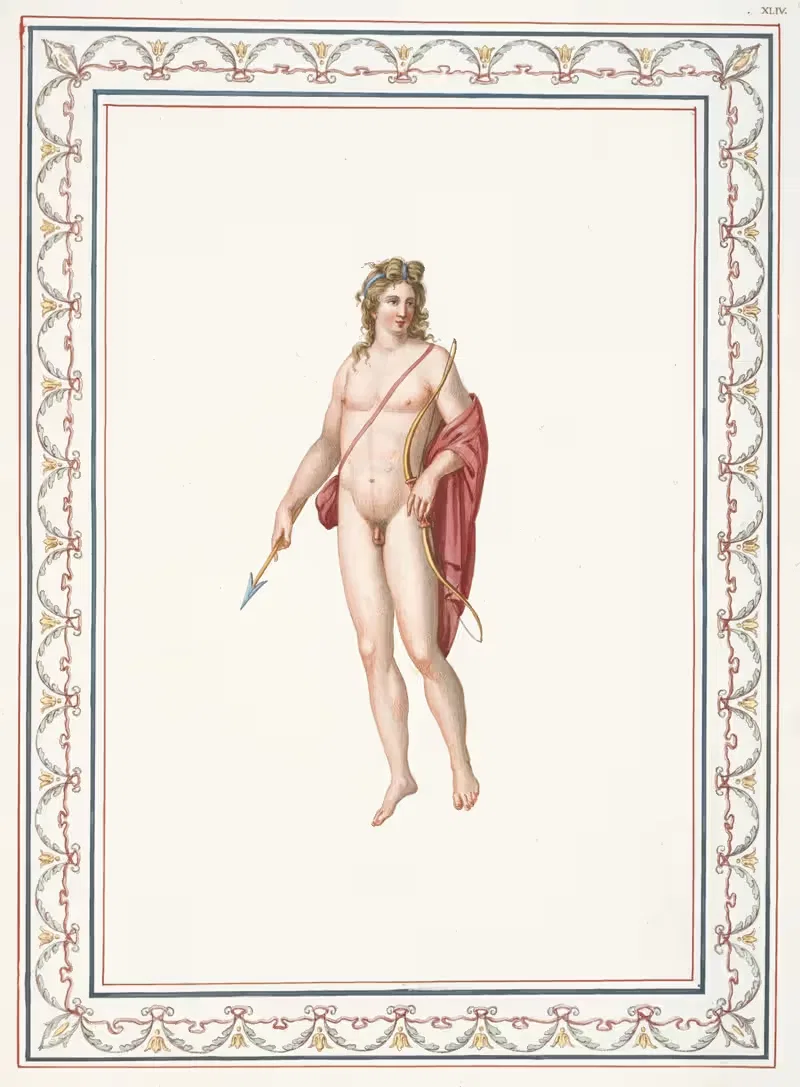 Nude youth holding bow and arrow. — Pierre-Jean Mariette