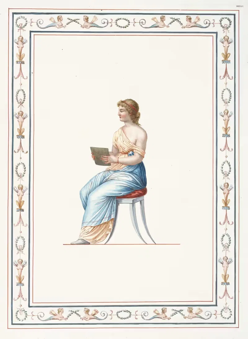 Woman in classical dress reading. — Pierre-Jean Mariette