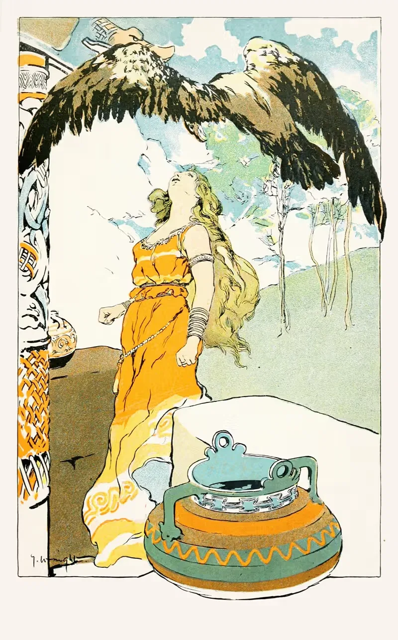 Поднимаясь вверх в широком легком полете by Джордж Хэнд Райт, 1901 — digital art print download
