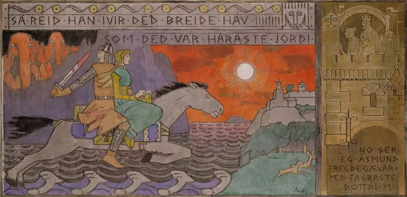 Åsmund and the Princess riding Home — Gerhard Munthe