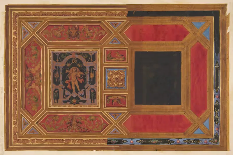 Дизайн потолка, расписанного гротескными мотивами by Жюль-Эдмон-Шарль Лашаиз — digital art print download