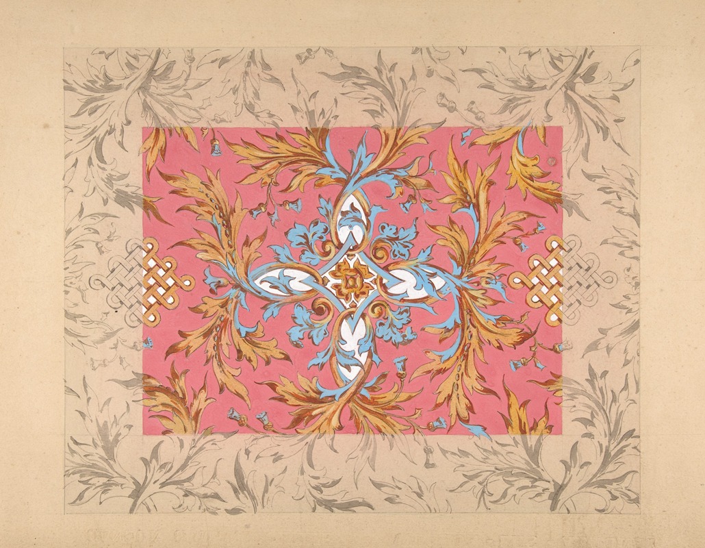 Design for a ceiling with floral design by Жюль-Эдмон-Шарль Лашаиз — digital art print download
