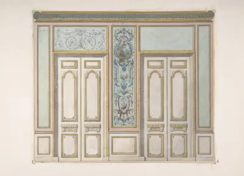 Design for a Pair of Doors Joined by an Ornamental Panel — Jules-Edmond-Charles Lachaise