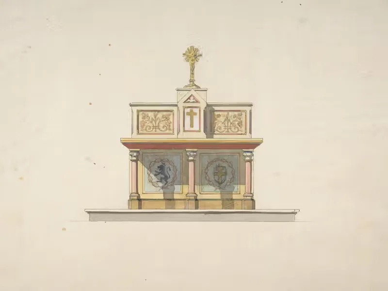 Design for an altar table surmounted by a crucifixion — Jules-Edmond-Charles Lachaise