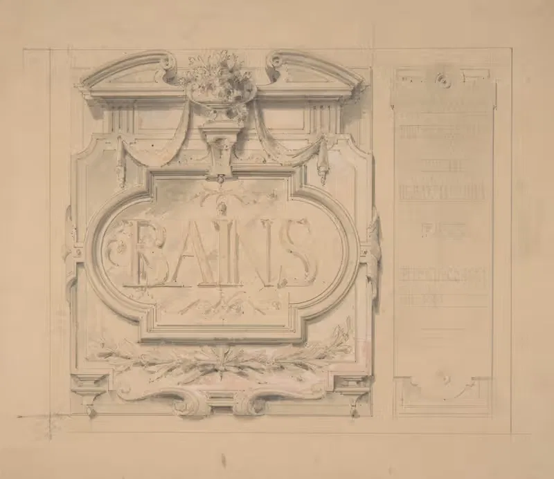 Design for an ornamental plaque for a bath house — Jules-Edmond-Charles Lachaise