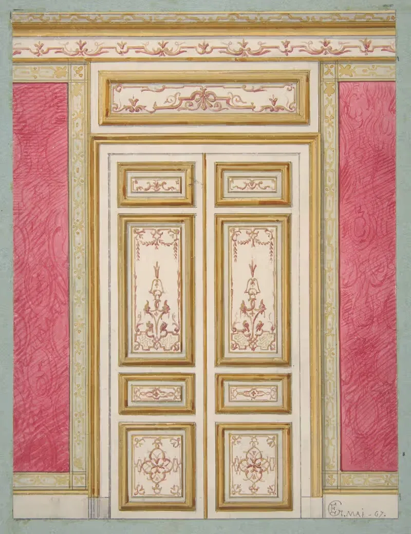 Design for double doors decorated in the rococco style — Jules-Edmond-Charles Lachaise