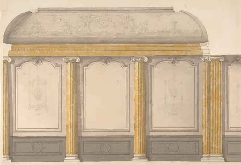 Design for wall panels with putti and flowered garlands — Jules-Edmond-Charles Lachaise