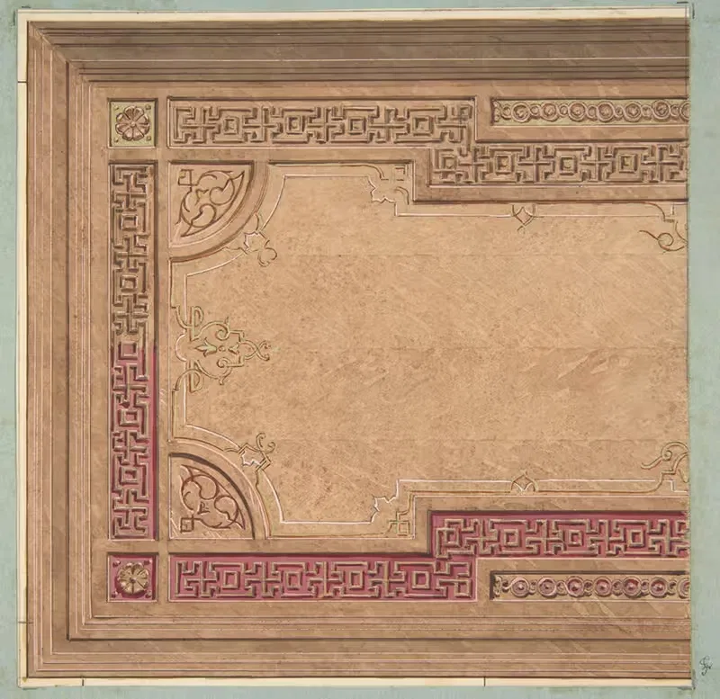 Partial Design for the decoration of a ceiling — Jules-Edmond-Charles Lachaise