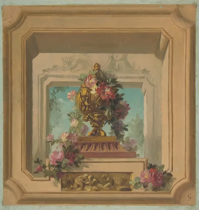 Trompe l'oeil design for a ceiling by Jules-Edmond-Charles Lachaise — digital art print download