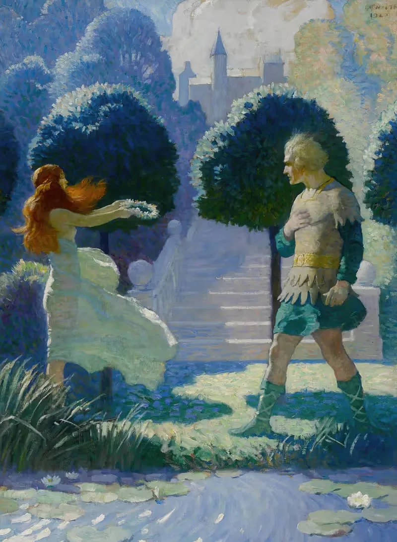 Ogier And Morgana by Newell Convers Wyeth, 1924 — digital art print download