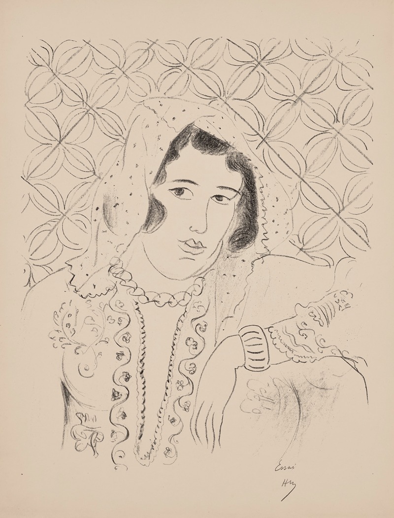 Figure devant tapa africain by Henri Matisse, 1929 — digital art print download