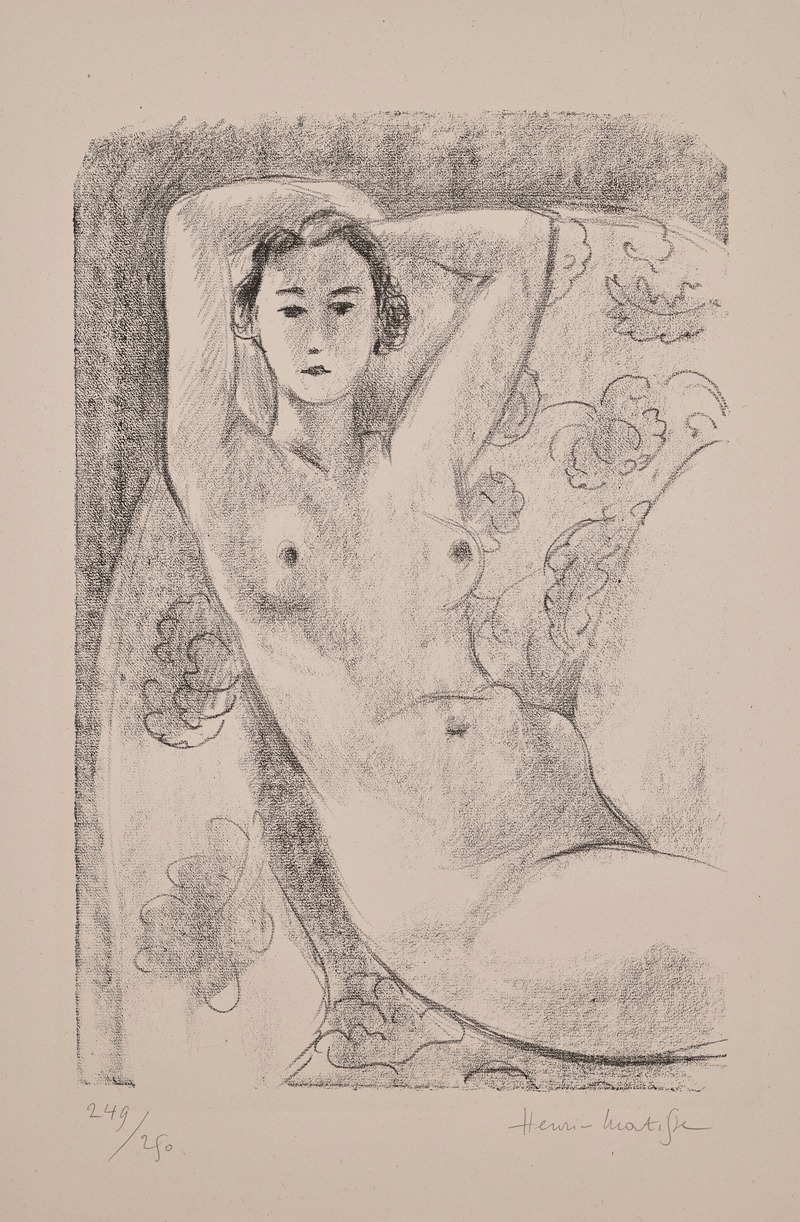 Nu assis dans un fauteuil au décor fleuri by Анри Матисс, 1924 — digital art print download