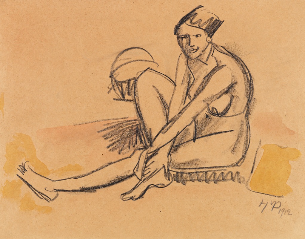 Seated Female Nude by Герман Макс Пехштайн, 1912 — digital art print download