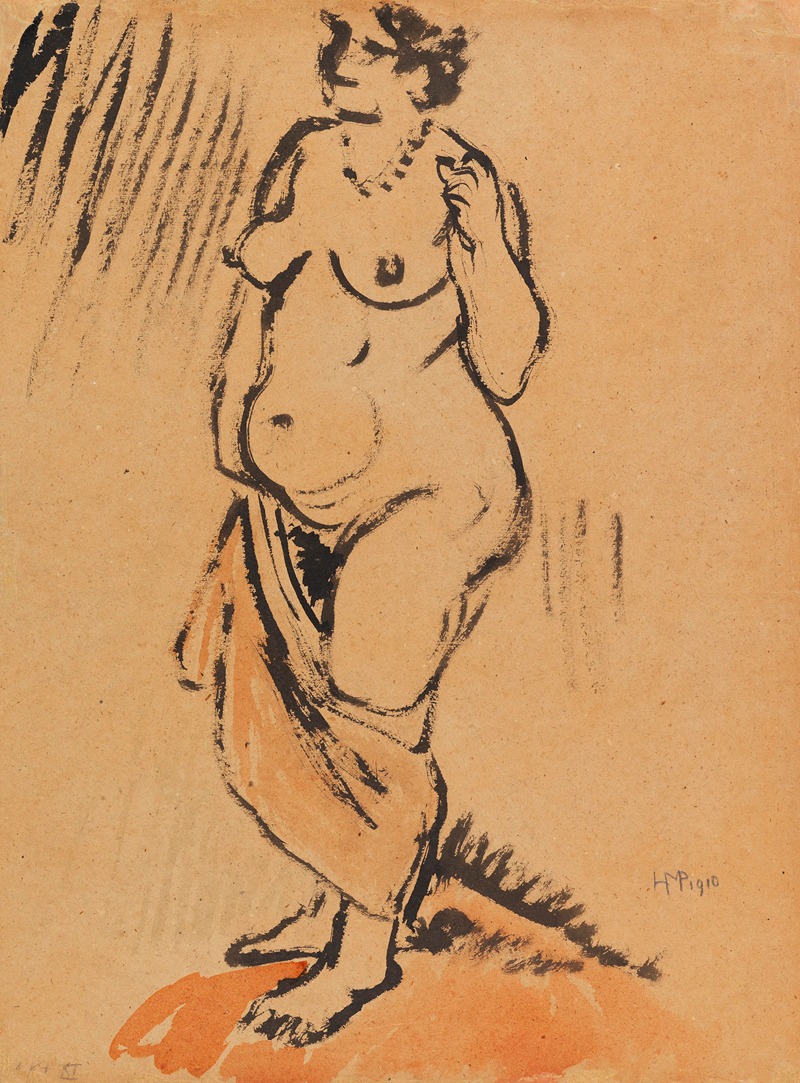 Standing Nude with Bath Towel by Герман Макс Пехштайн, 1910 — digital art print download