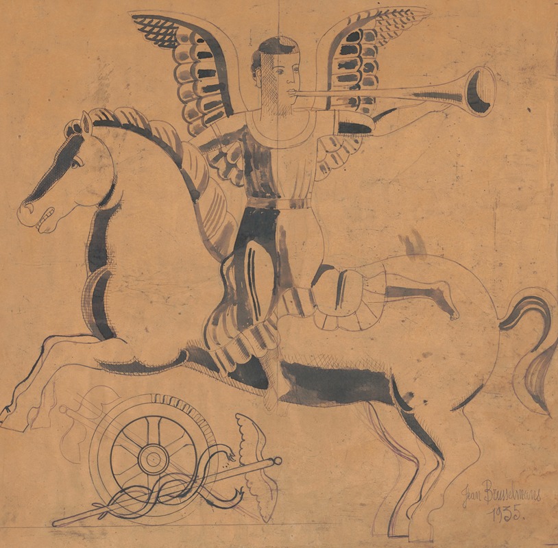 Angel on horse by Жан Бруссельманс, 1935 — digital art print download