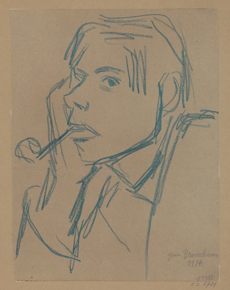 Bust of smoking man by Жан Бруссельманс, 1914 — digital art print download