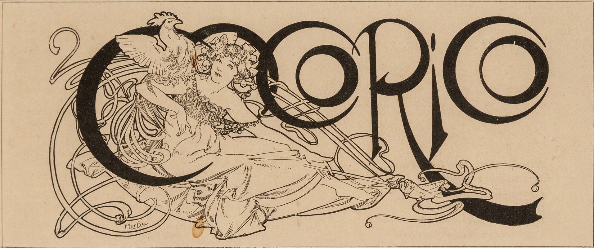 Cocorico magazine title illustration by Альфонс Муха, 1898 — digital art print download