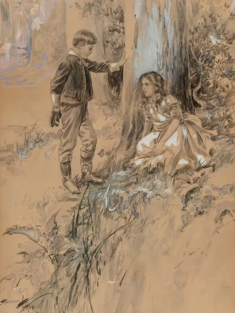Мальчик и девочка by Харрисон Фишер, 1908 — digital art print download
