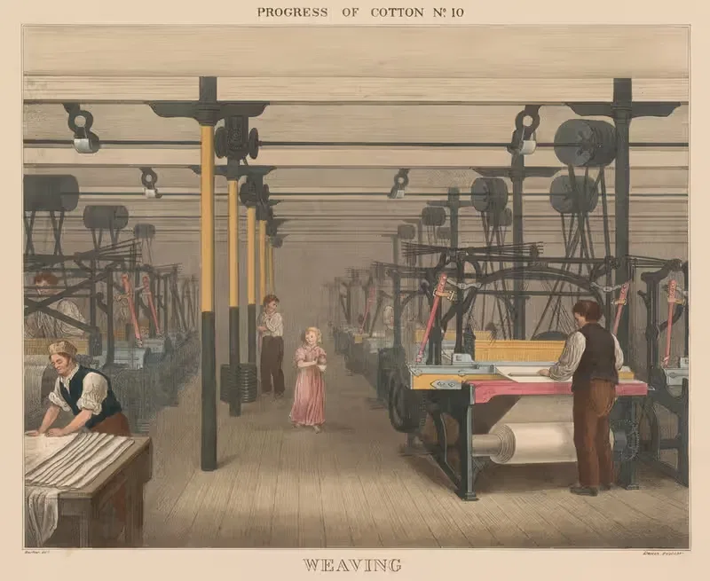 Прогресс хлопка; № 10 – Ткачество by Джеймс Ричард Барфут, 1840 — digital art print download