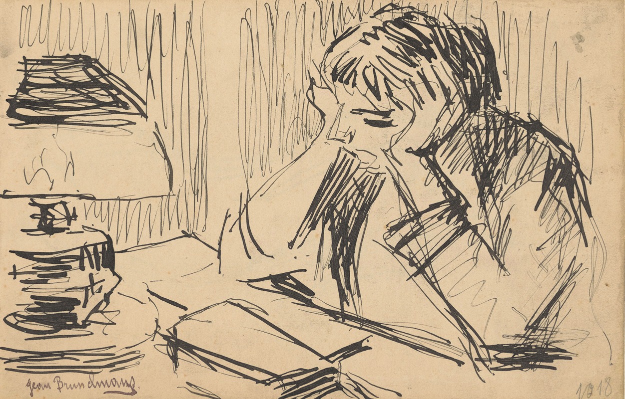 Figure at a desk by Жан Бруссельманс, 1918 — digital art print download